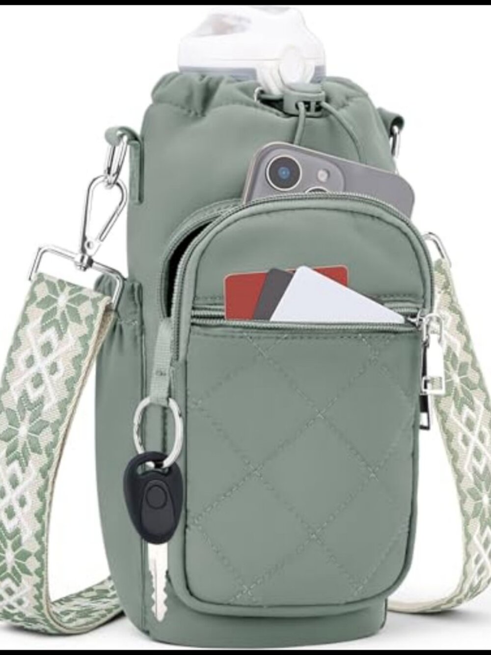 Insulated Water Bottle Carrier Crossbody Bag RFID Fits 20-40oz Tumbler